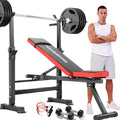 Adjustable 6 in 1 Weight Bench with Squat Barbell Rack U3593
