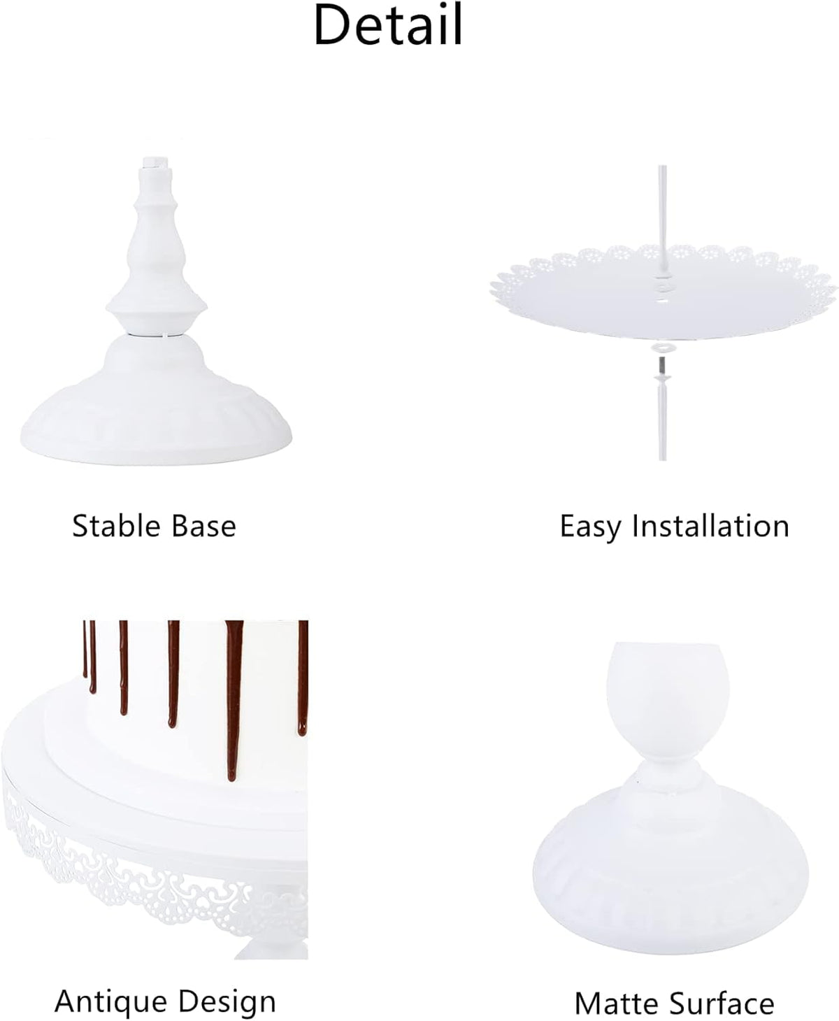 6 Pcs Metal Cake Stands Set Matte White U493