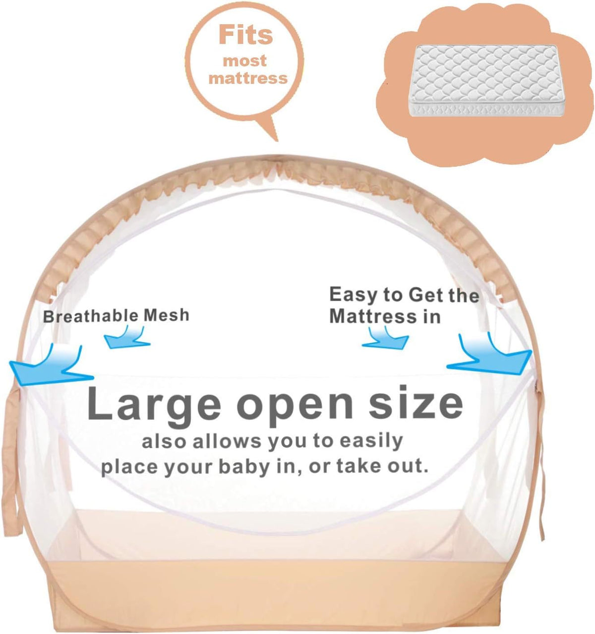 Baby Crib Pop up Tent Mesh Cover N833
