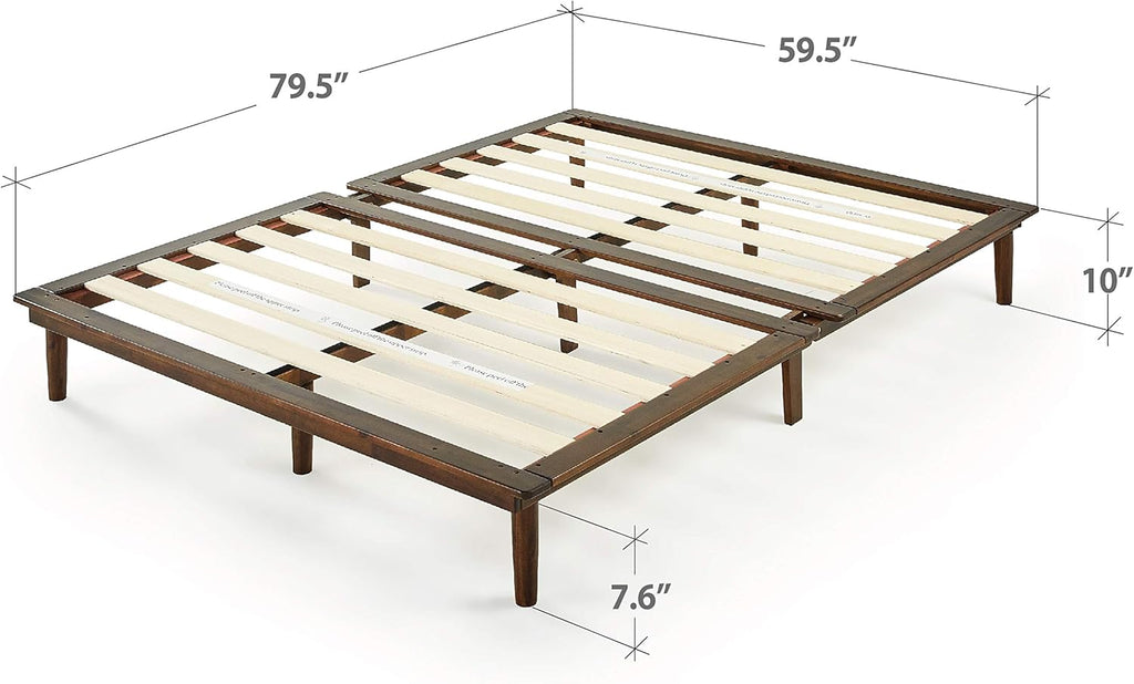 10 Inch Wood Platform Bed Frame with Wood Slat Support W41044