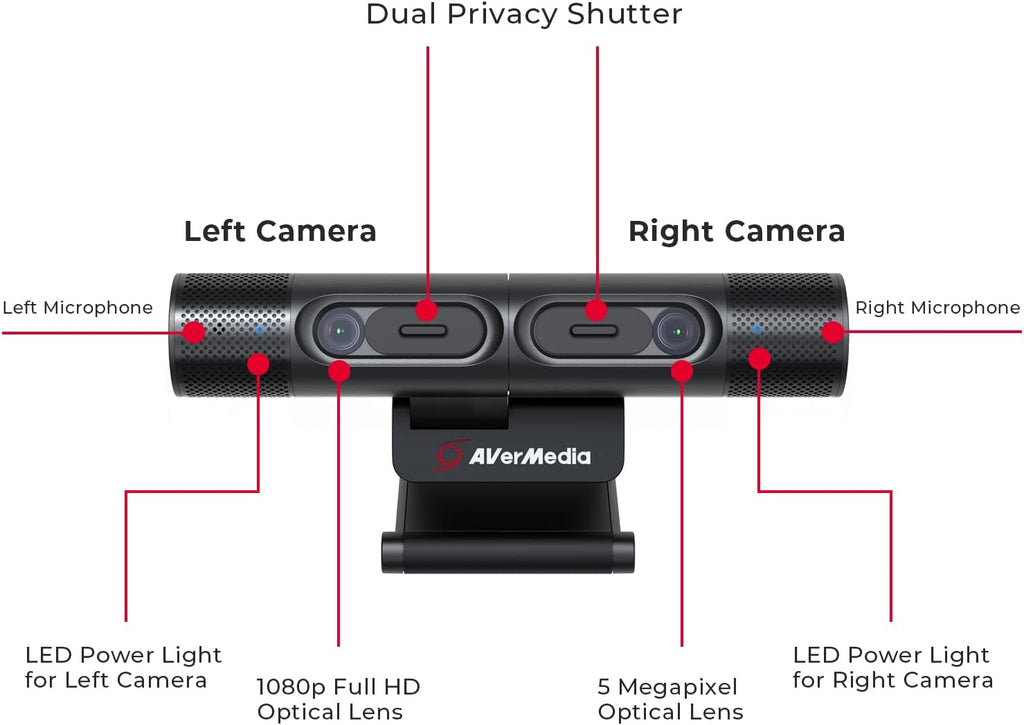 DualCam Two Autofocus Cameras 2K30fps 1080p30fps 270° Flexible Rotation A828