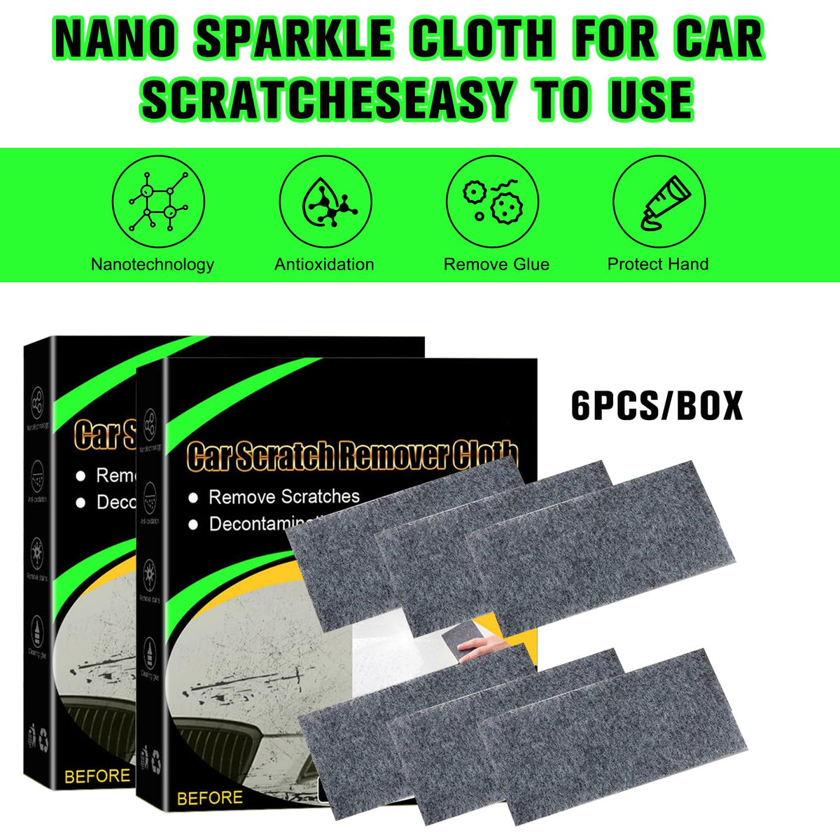 12 Pcs Nano Sparkle Car Scratch Remover Cloth Q31786