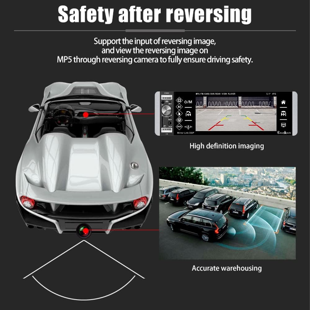 Single Din Bluetooth Car Stereo with 5.1'' HD Touch Screen W84203