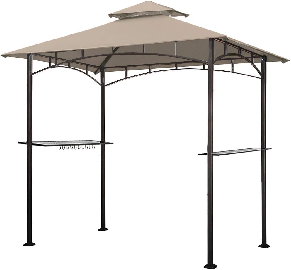 5x8 Grill Gazebo with Double Tier Canopy and Steel Frame Z3842