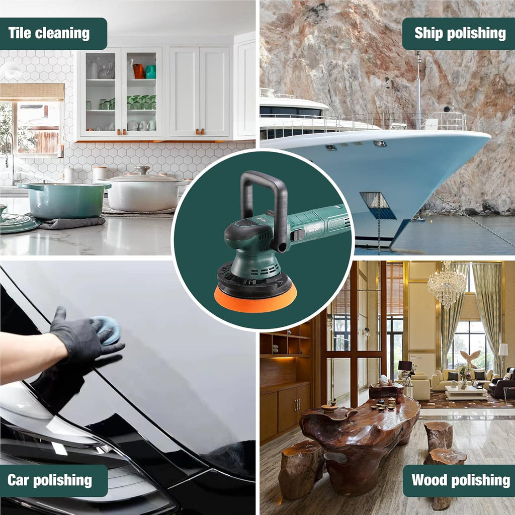 6 Inch Random Orbital Dual Action Polisher with Foam Pads L57912