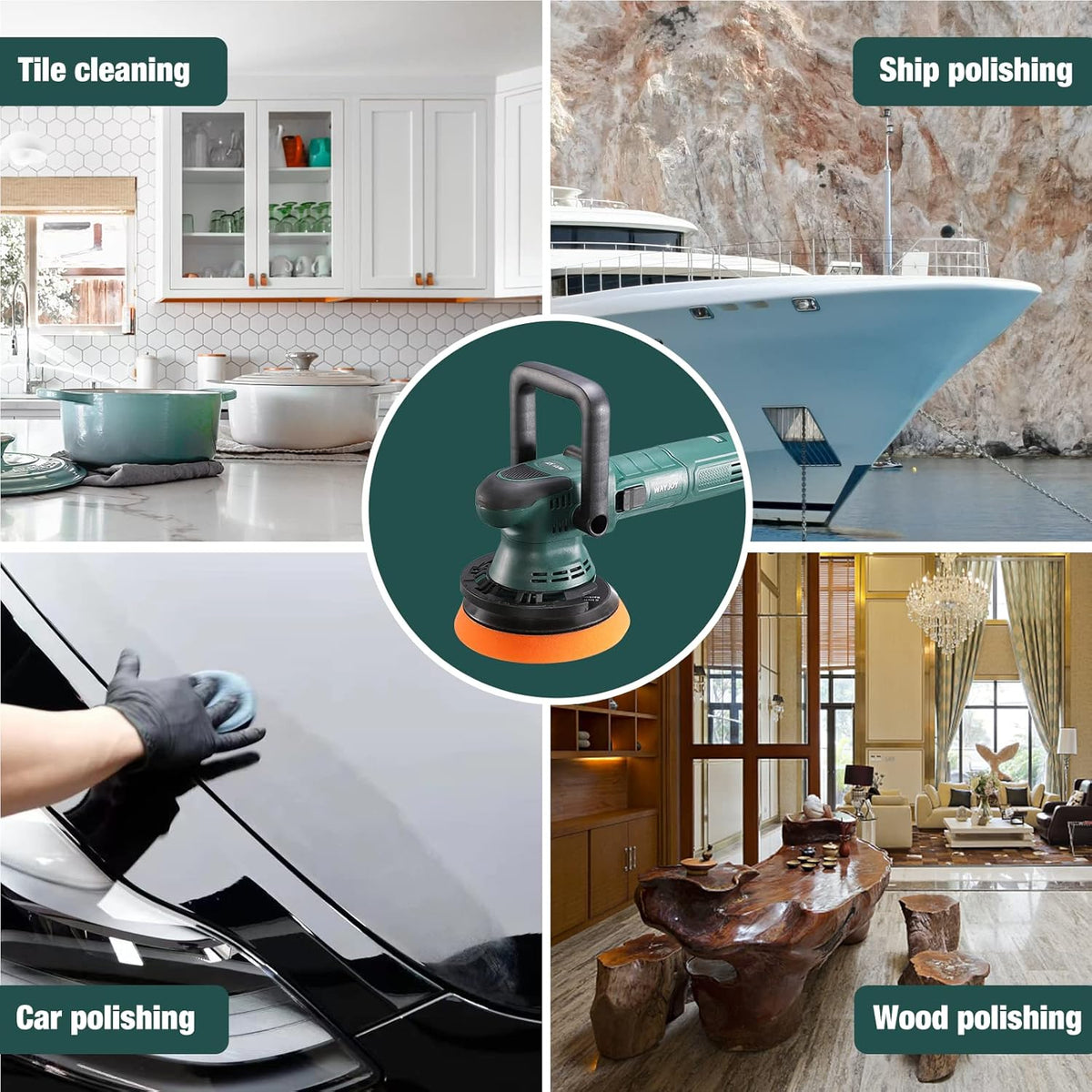 6 Inch Random Orbital Dual Action Polisher with Foam Pads L57912