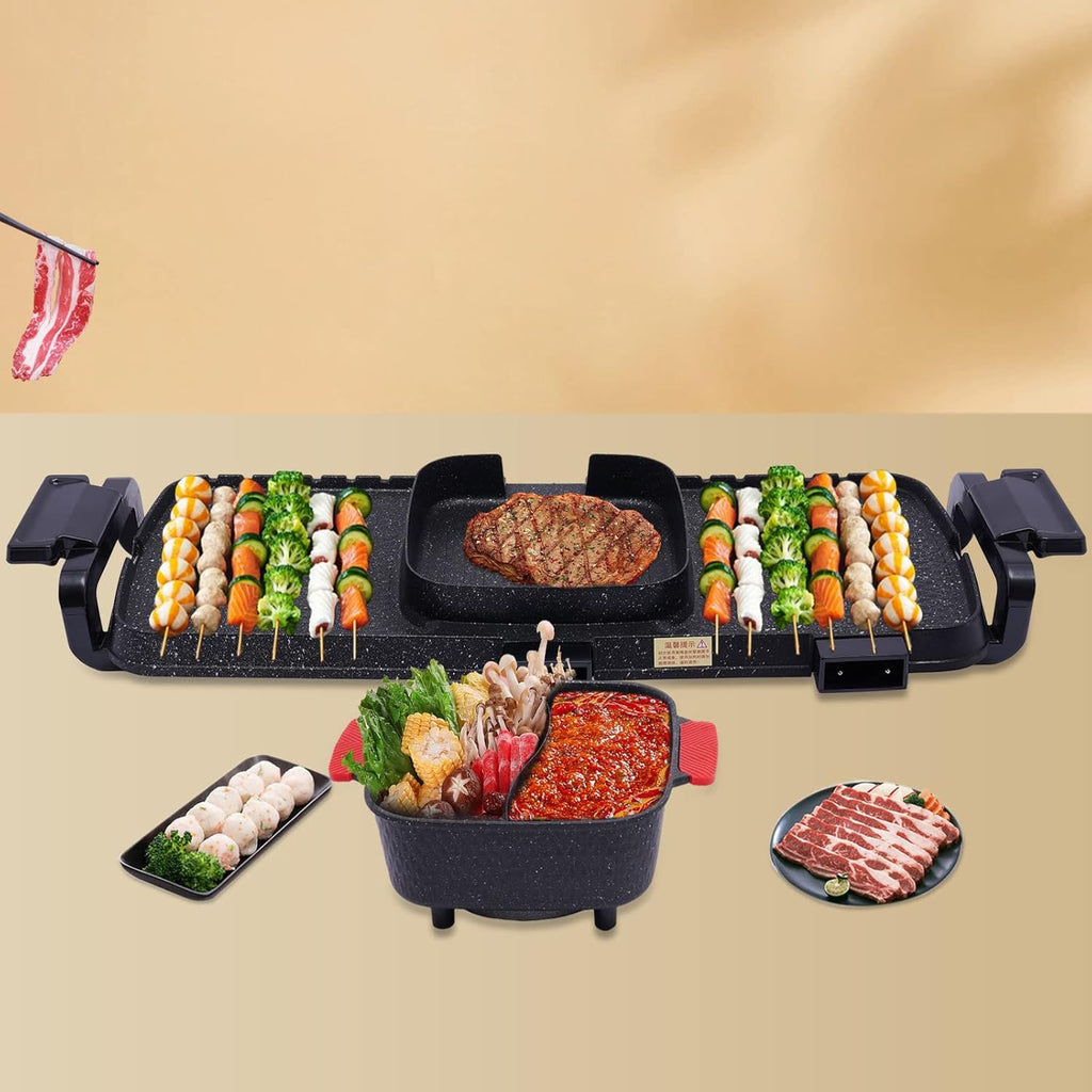2 in 1 Smokeless Indoor Non-Stick Electric Grill Hot Pot H421763