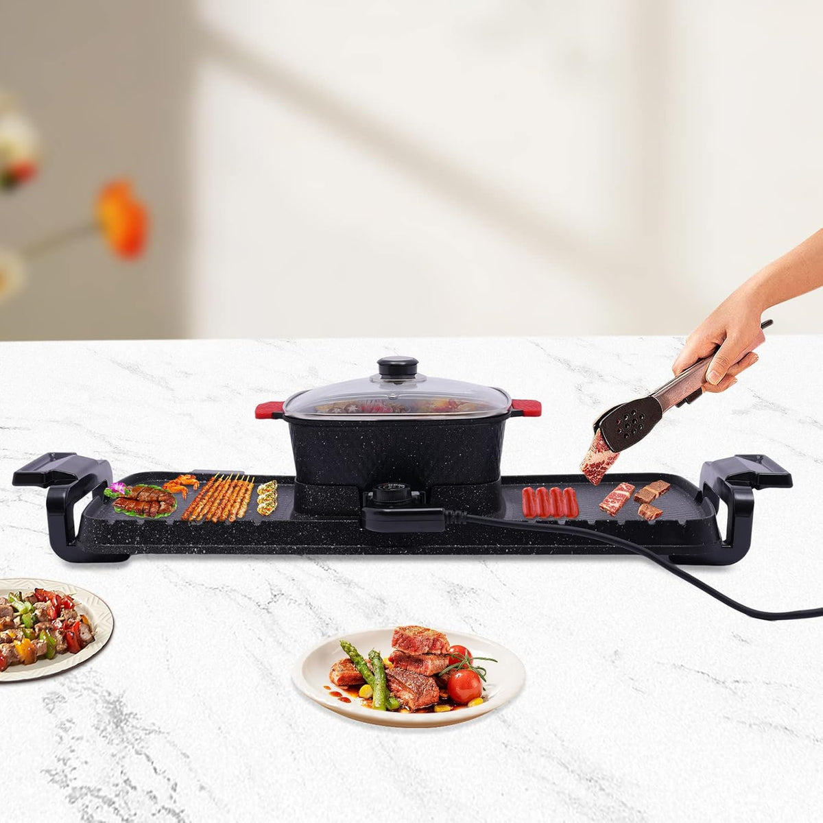 2 in 1 Smokeless Indoor Non-Stick Electric Grill Hot Pot H421763