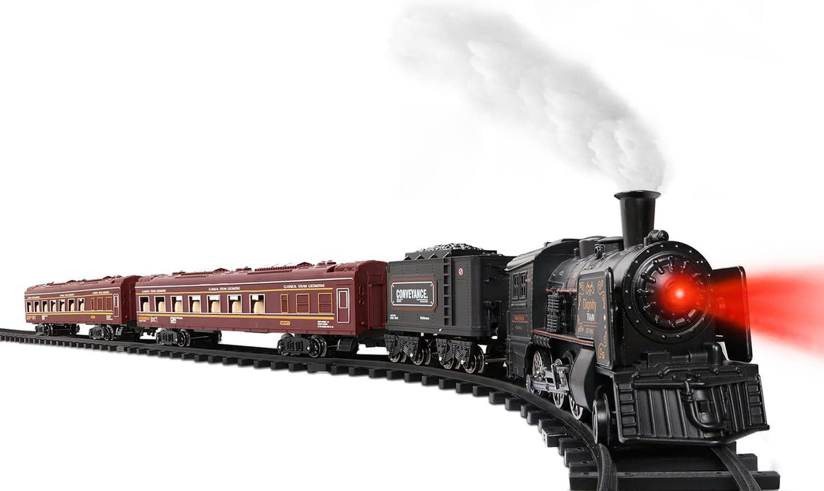 Metal Alloy Electric Train Set with Steam Locomotive, Passenger Carriages & Tracks G932