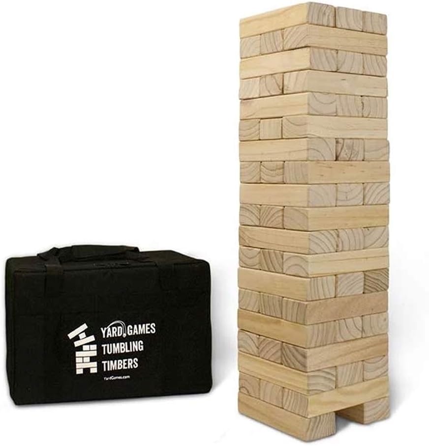 Natural Pine Wood Stacking Game with Storage Carrying Case E121