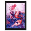 Red Coral Mermaid Black Frame P221446