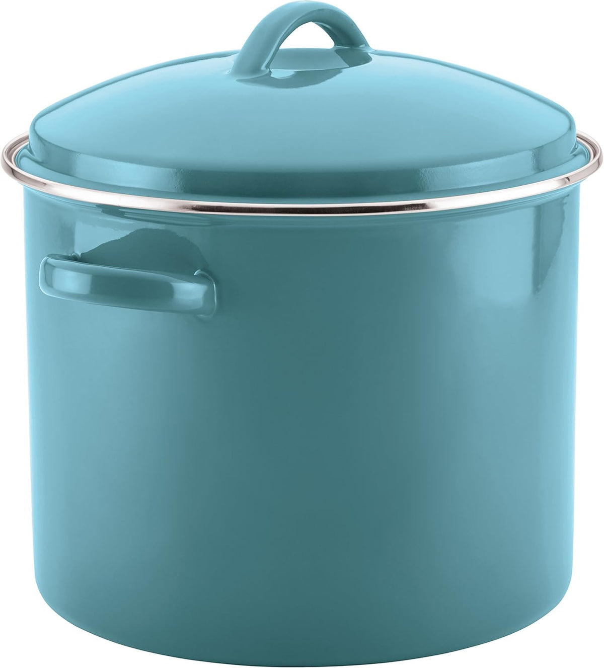 16 Quart Aqua Blue Enamel on Steel Stockpot with Lid A297