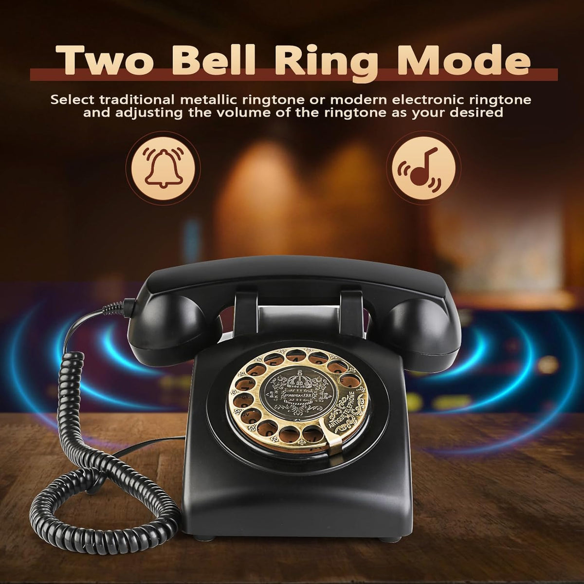 Retro Rotary Landline Phones with Mechanical Ringer Vintage Corded Phones H3766