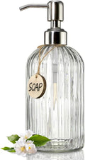 18 Oz Clear Glass Soap Dispenser with Stainless Steel Pump B8147
