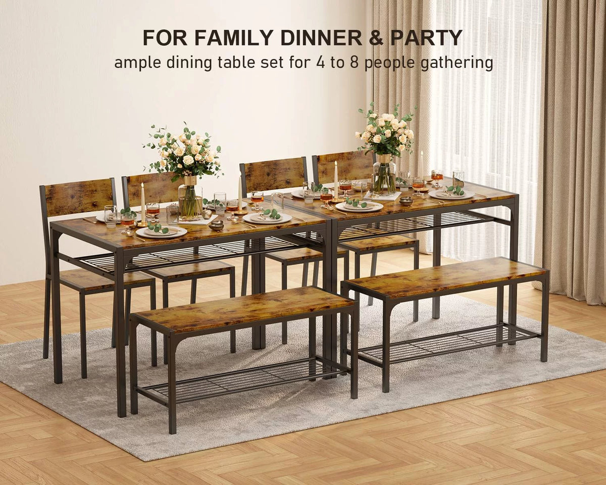 4 Piece Dining Table with 2 Chairs and Bench O42023