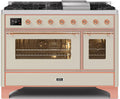 Antique White Copper Trim Dual Fuel Propane Gas Range V9772