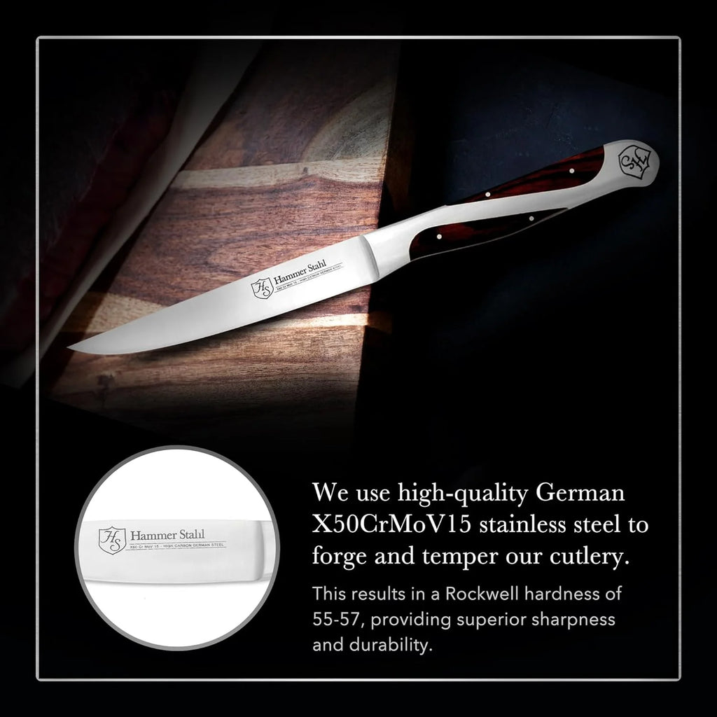 High Carbon German Steel 5-Inch Non-Serrated Steak Knives Set Of 4 L82295