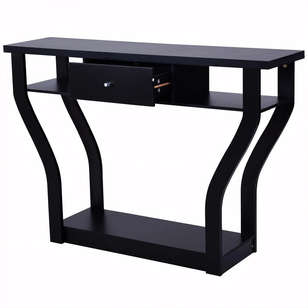 Black Sofa Accent Table with Drawer R74118