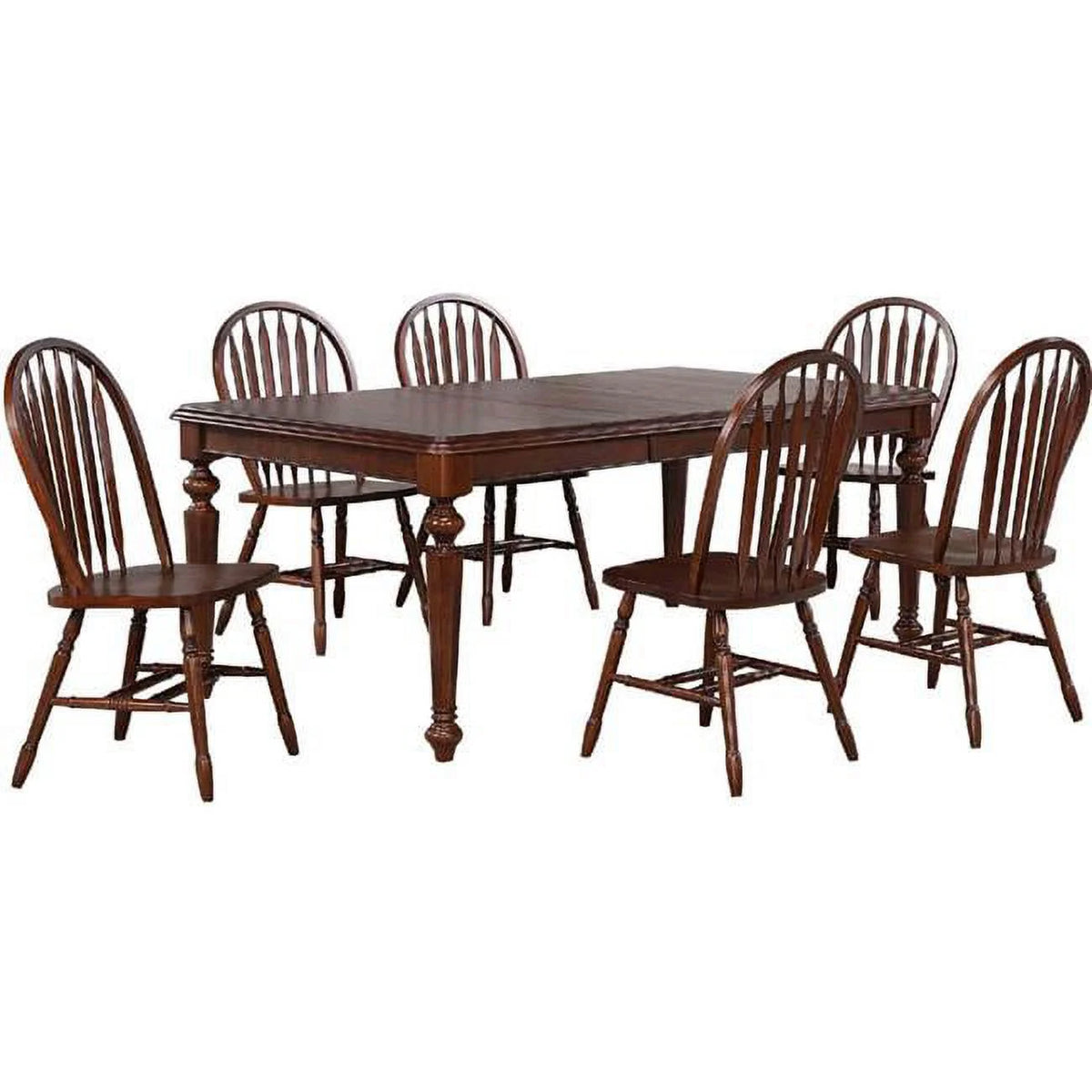 Chestnut Brown 7 Piece Extendable Dining Set with Butterfly Leaf Table F713
