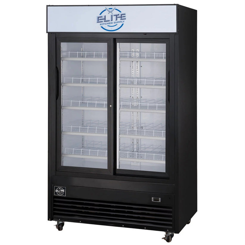 47 in Black Commercial Merchandiser Refrigerator with Sliding Glass Doors U51677