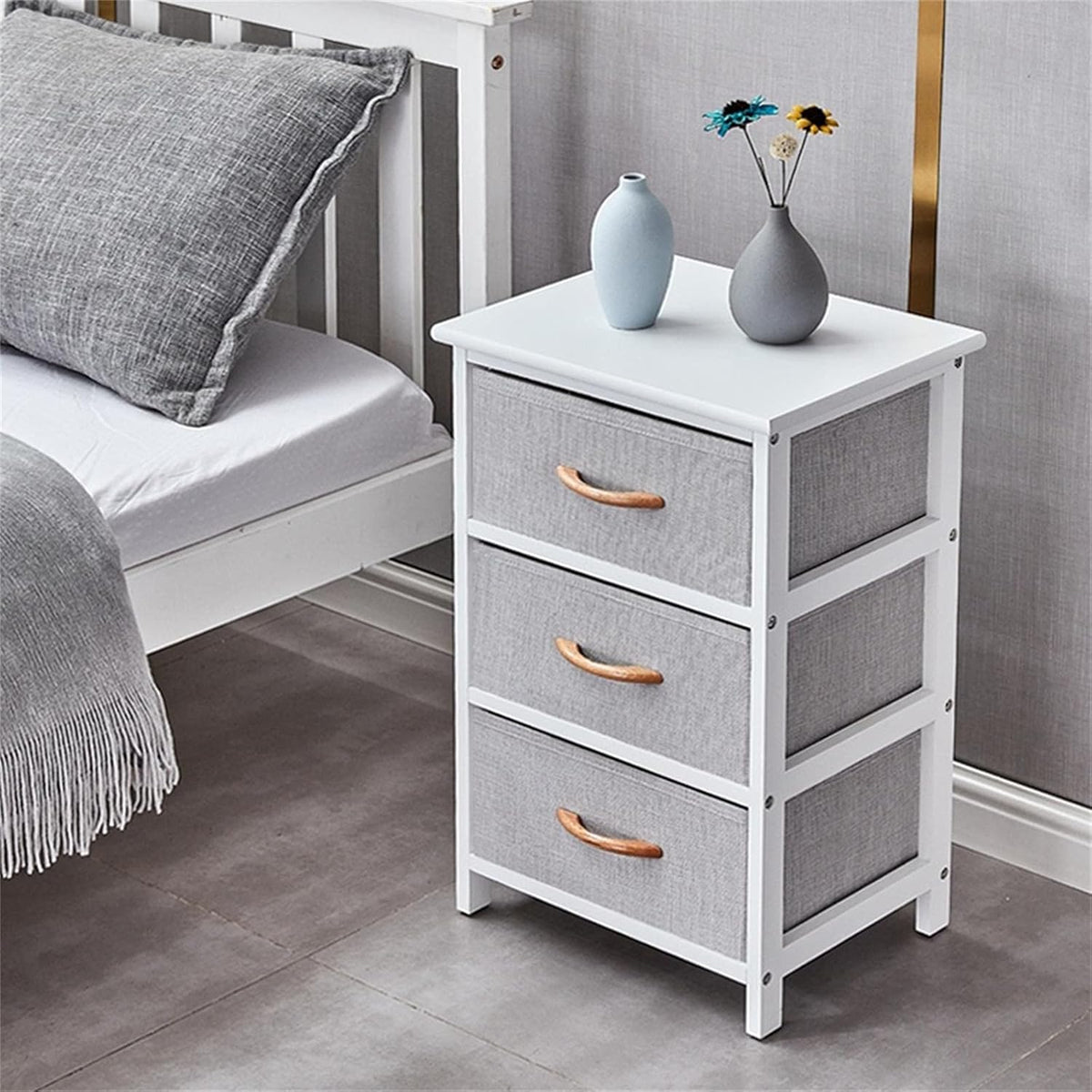 White 3 Drawer Wood Dresser D246