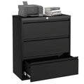 3 Drawer Black Steel Locking Filing Cabinet O962