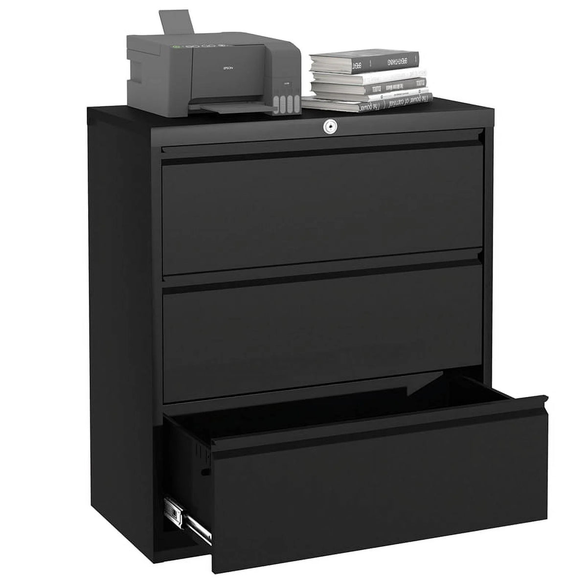 3 Drawer Black Steel Locking Filing Cabinet O962