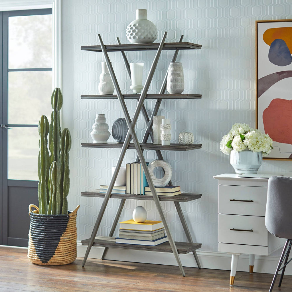 Grey 5-Tier Bookcase F659