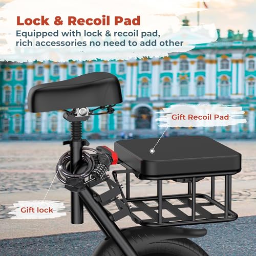 Electric Scooter with Seat, 500W Motor, 14'' Tires, Foldable S4944
