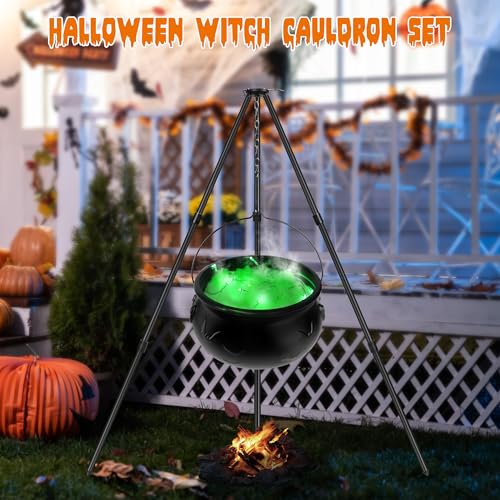 Black Plastic Cauldron with Lights J5236
