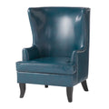 Teal and Matte Black Bonded Leather Wingback Club Chair R72638