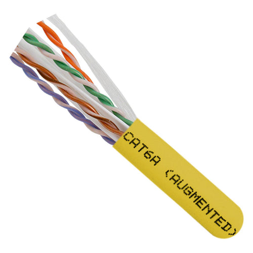 1000ft Cat6a Plenum Solid Network Cable, Yellow X63713