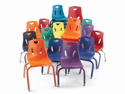 Green Stacking Chairs with Powder-Coated Legs, Set of 6 L8449