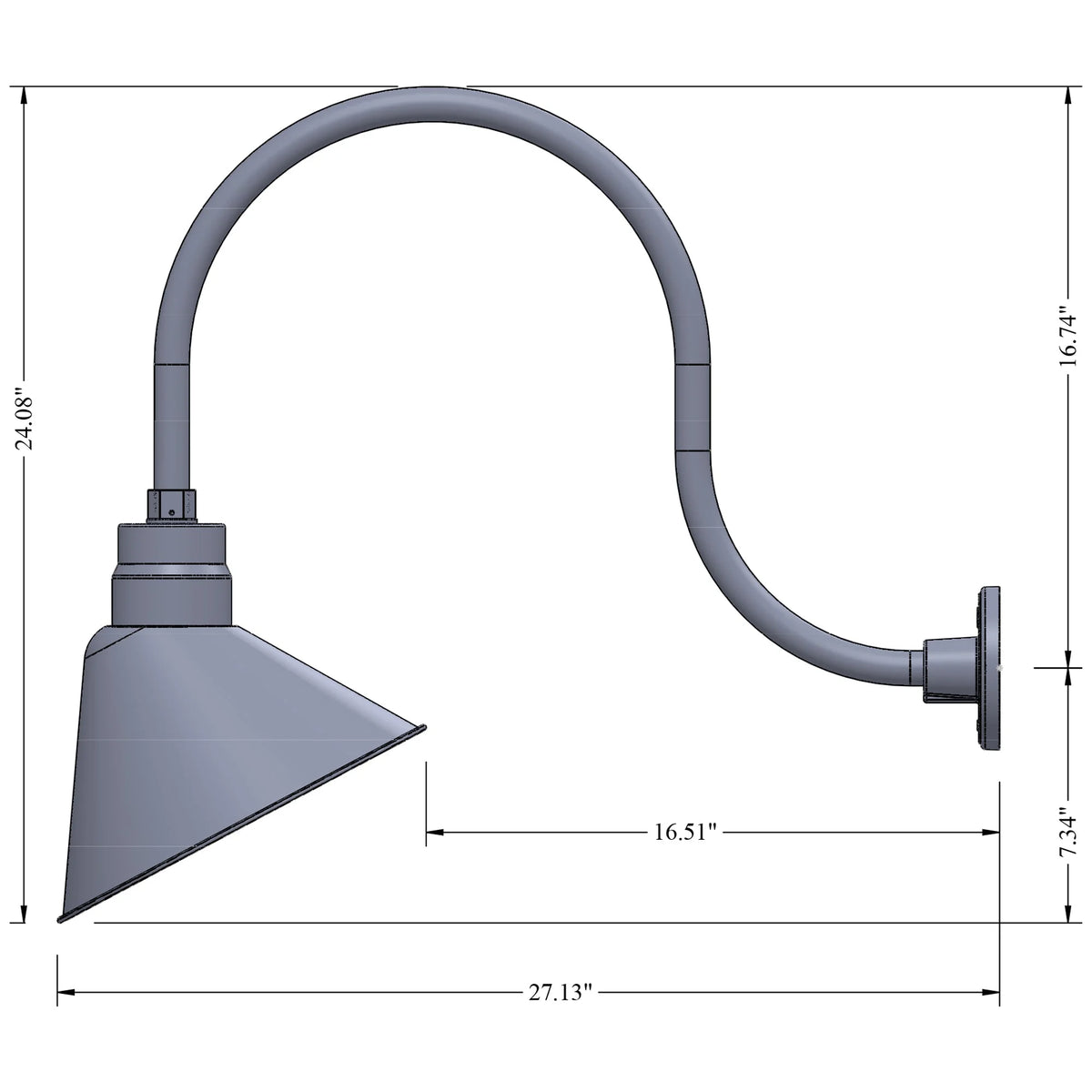 Galvanized Wall Sconce Sign Light Fixture with 24in Extension Arm, 9W 900lm A19 LED Bulb Y416413