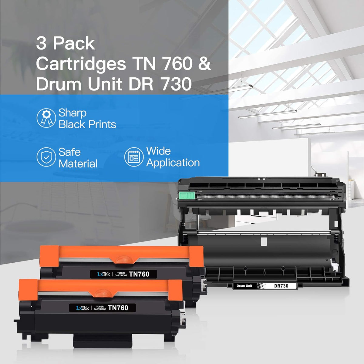 Compatible Toner Cartridge & Drum Unit Replacements for Brother Printer (2 Toner Cartridges, 1 Drum Unit, 3 Pack) Y512324