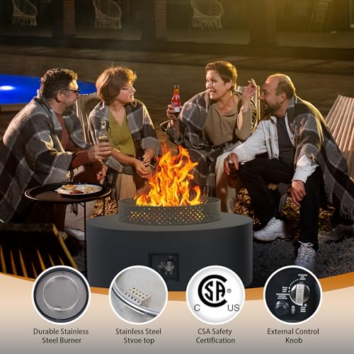 32 Inch 3-Piece Propane Fire Pit Table 65,000 BTU with Tank Side Table and Baking Sheet E7583