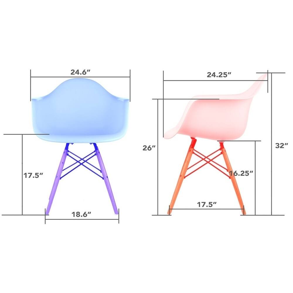 Light Yellow Molded Plastic Dining Arm Chair with Black Wood Legs (Set of 4) Y6135