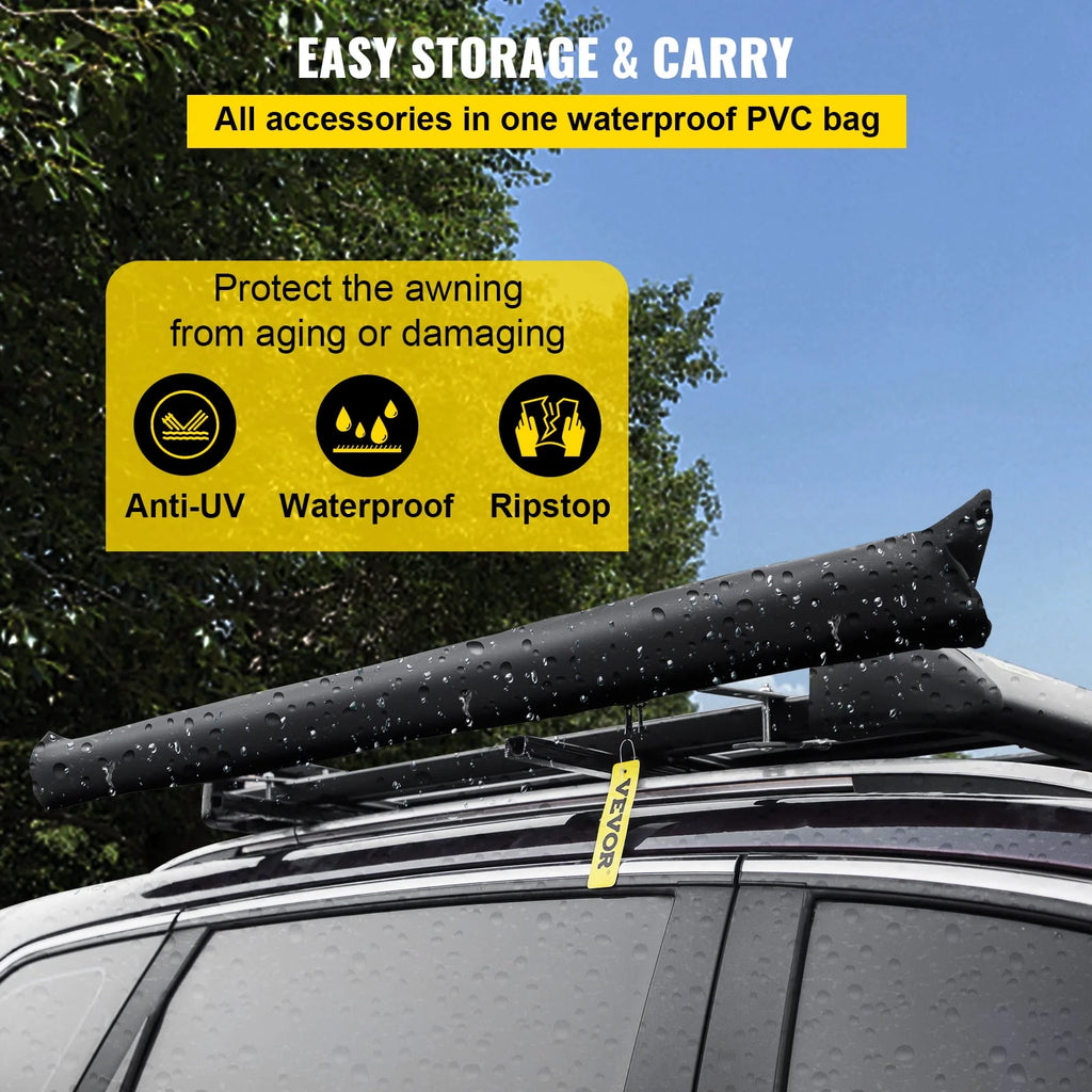 Retractable Waterproof Car Awning Tent Grey 6'x6' D752819