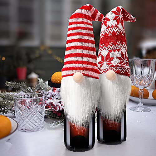 Handmade Plush Christmas Gnome Bottle Toppers 8 Pieces I645175