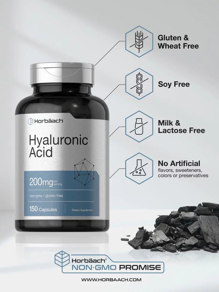 Hyaluronic Acid 200 mg 150 Capsules Non-GMO Gluten Free Supplement Q472195