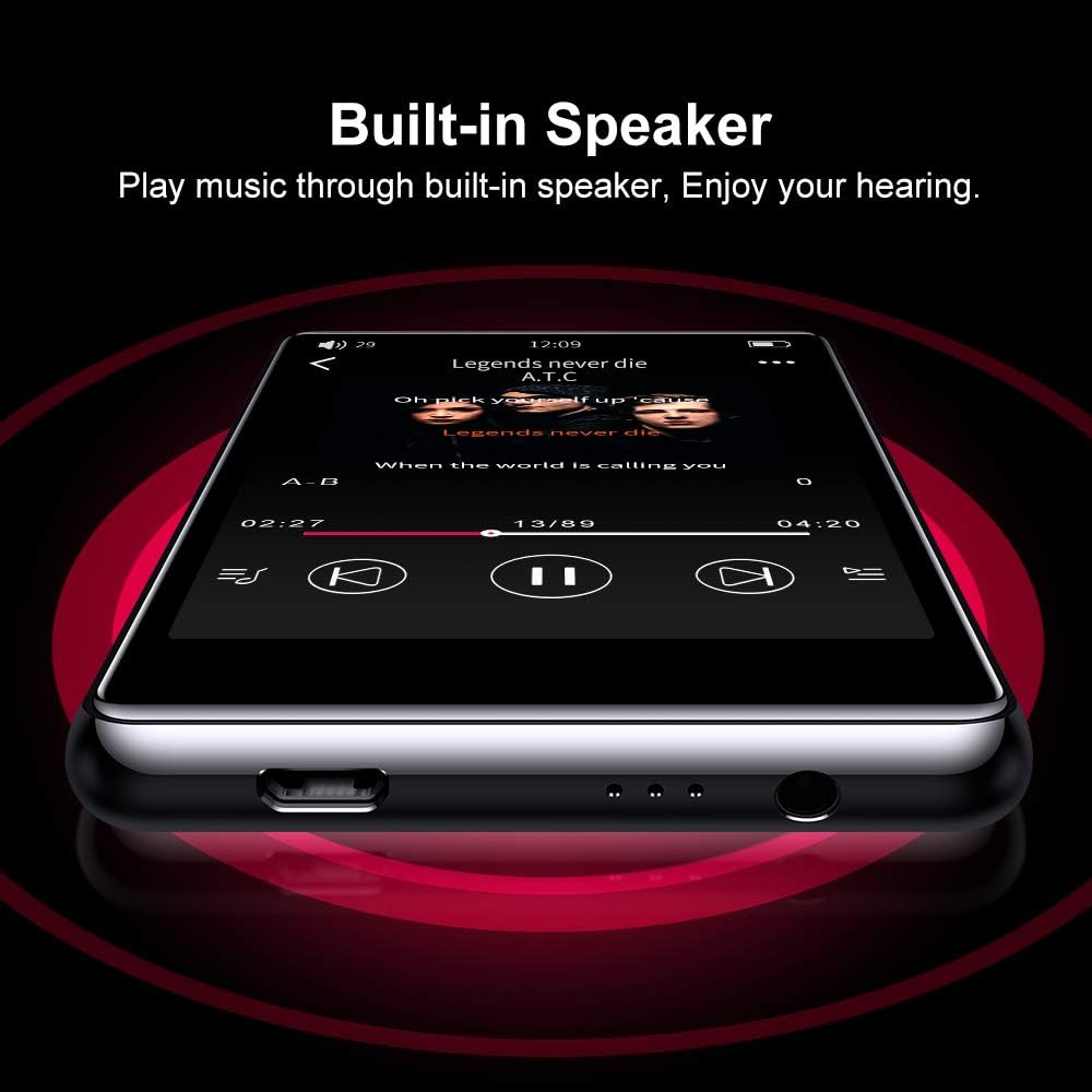 16GB Bluetooth MP3 Player with Touchscreen, FM Radio, Micro SD Slot, Headphones + Case, Pack of 2 S300