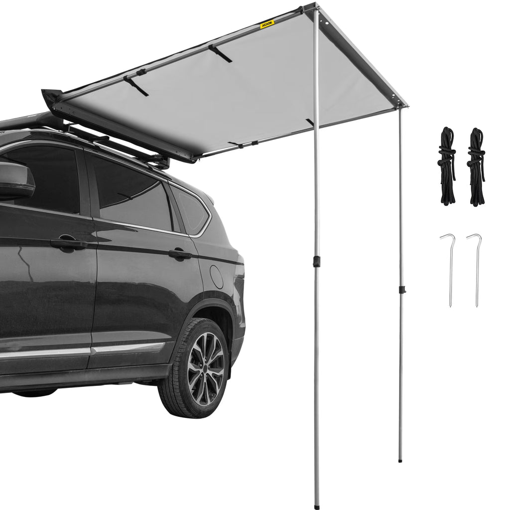 Retractable Waterproof Car Awning Tent Grey 6'x6' D752819