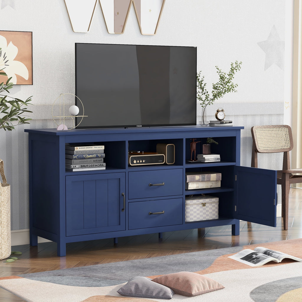 Navy TV Stand with 2 Doors and 2 Drawers F9622