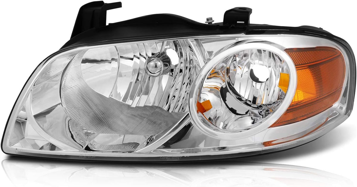 Replacement Headlight Assembly Set for Nissan Sentra 2004-2006 Chrome Housing Amber Reflector Clear Lens U23341