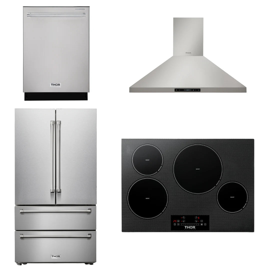 30 Induction Cooktop, Range Hood, Refrigerator, Dishwasher T3047
