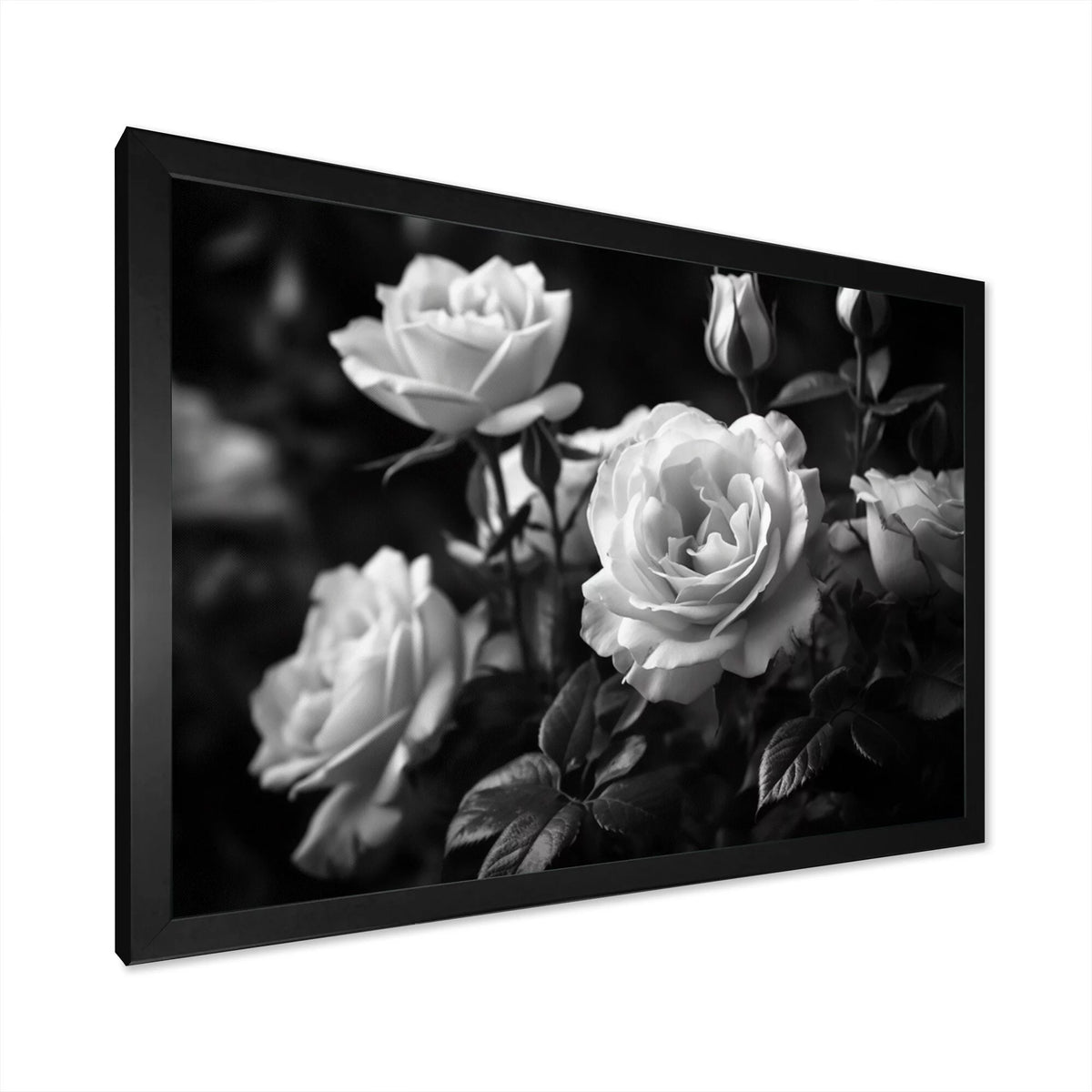 Grey Rose Framed Canvas Art Print 32 in. wide x 24 in. high U664