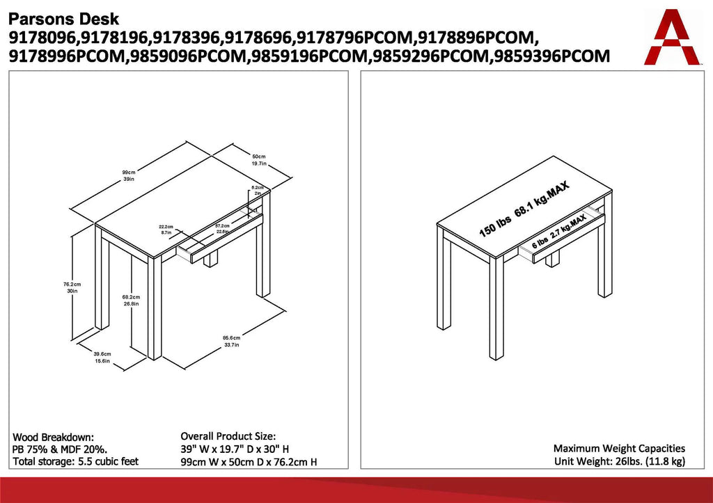 Computer Desk with Drawer Y76169
