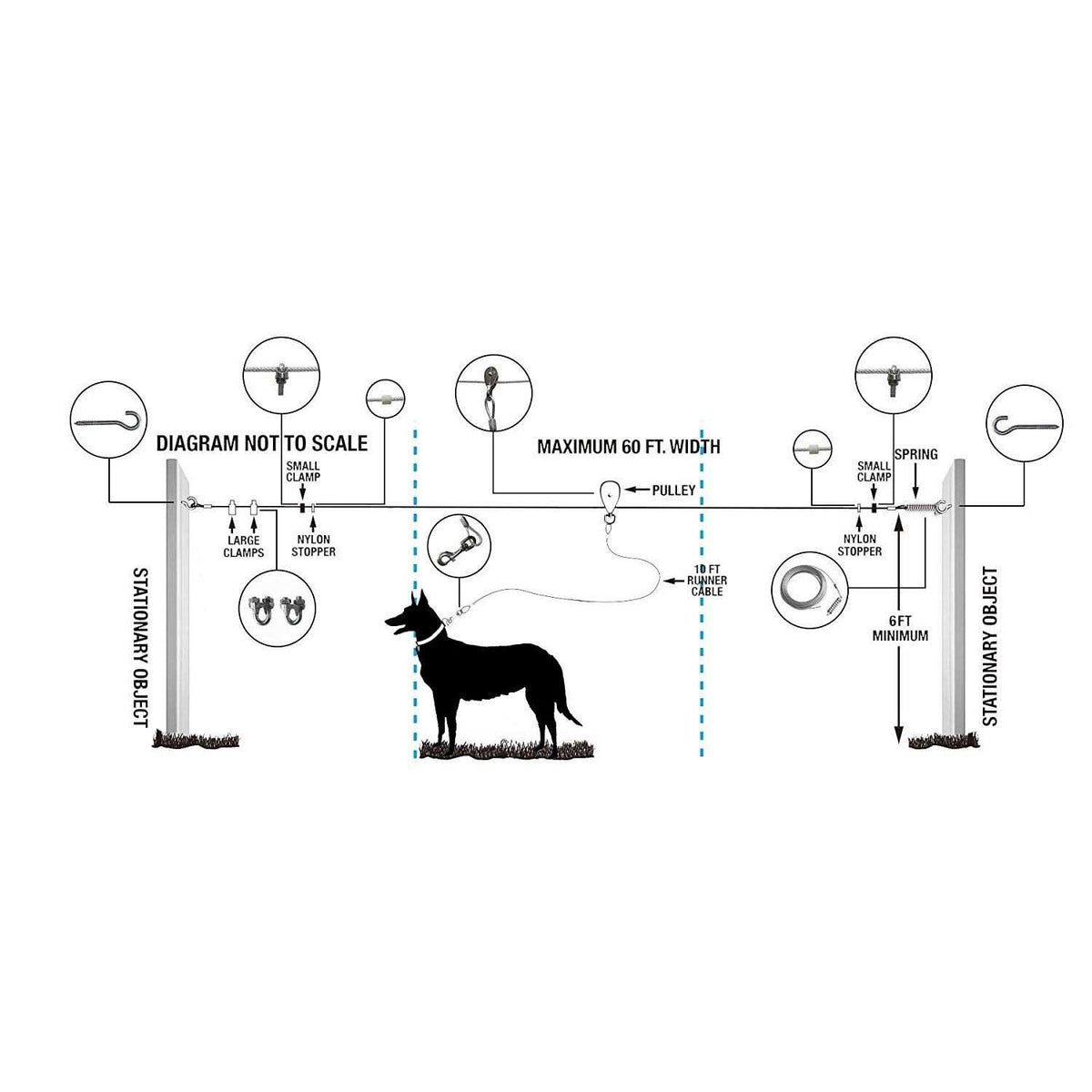 60ft Dog Trolley Runner Cable V11980