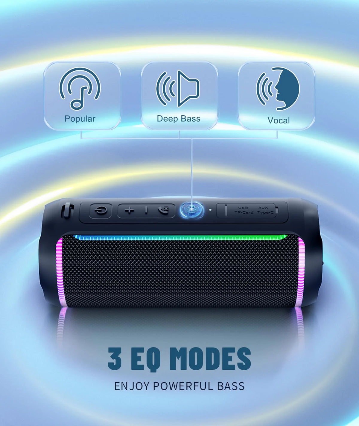 40W Waterproof Wireless Bluetooth Speaker with LED Light F865372