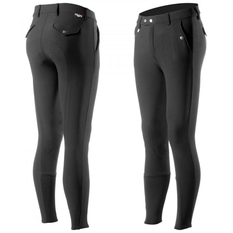 Black Silicone Knee Patch Breeches N8358